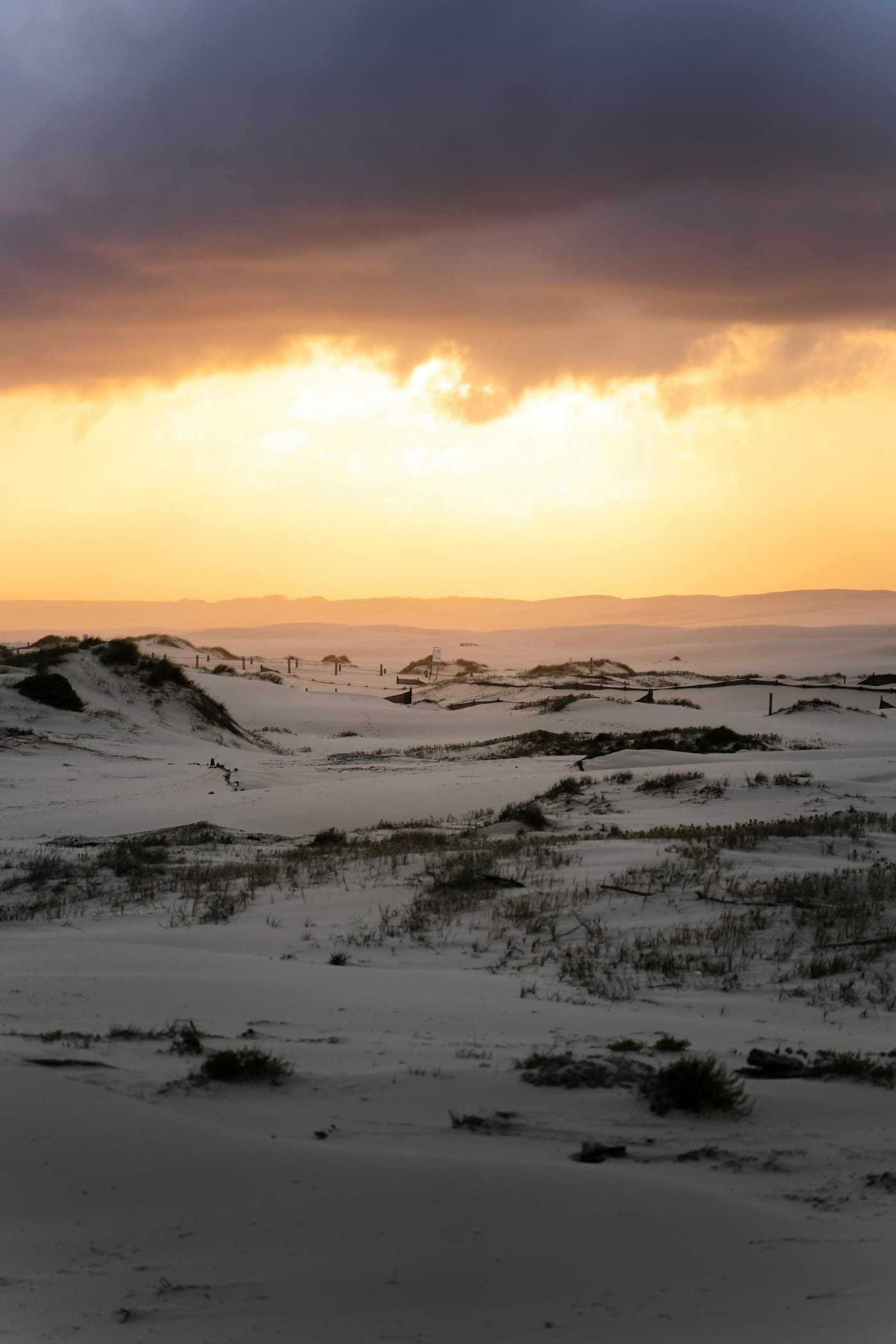 Crêtes de dunes au coucher de soleil